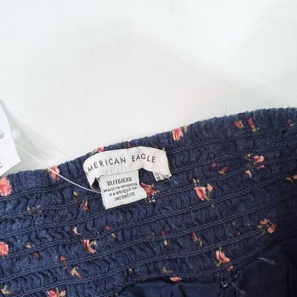 American Eagle Skirt Womens XL Blue Floral Print Tiered Mini Skirt NWT Boho - Picture 7 of 9